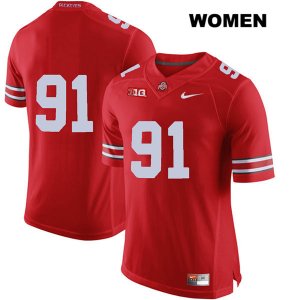 Women's NCAA Ohio State Buckeyes Drue Chrisman #91 College Stitched No Name Authentic Nike Red Football Jersey FF20A12VN